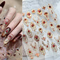 5D Embossed Emerald Gemstones Nail Art Stickers Luxury Golden Frame Baroque Flower Nail Decals Green Rhinestones Nail Supplies
