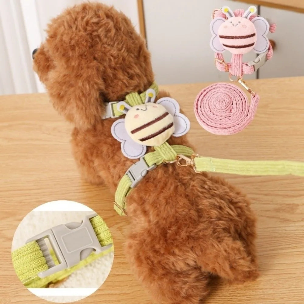 Pet Supplies Cartoon Bee Cat Harness Adjustable Breast Back Harness Dog Harness Portable Leash Set Pet Walking