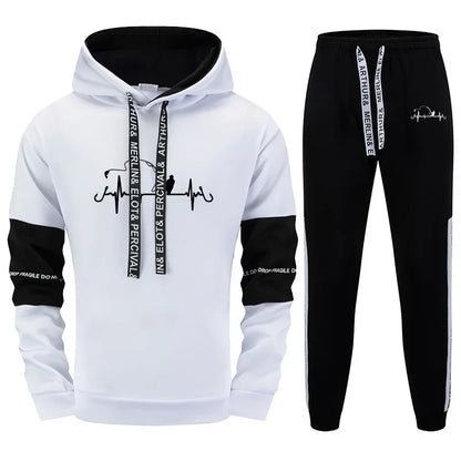 Men's Hooded Sweatshirts Jogger Pants High Quality Sportswear Suit Male Trendy Hoodies Sweatpants Urban Fashion Casual Tracksuit