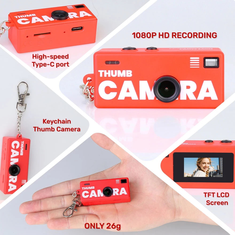 Ourlife Digital Camera 0.96 Inch Keychain Camera Retro Support Memory Card 1080P Very Small Camcorder Video Recorder with Flash