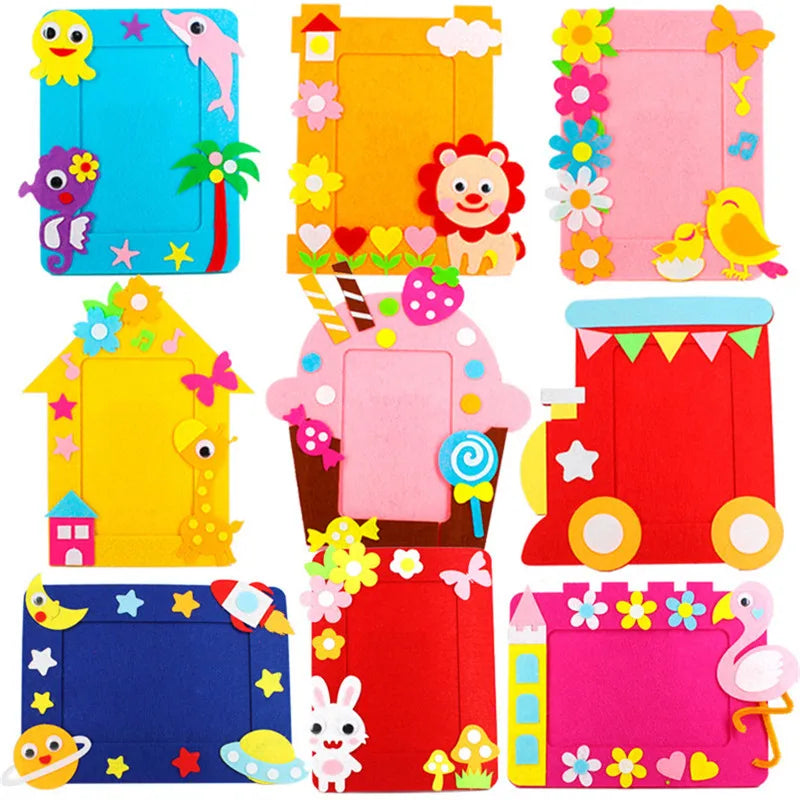 3Pcs/set DIY Cartoon Animal 6 Inch Photo Frame Children Handmade Craft Art Toys for Kids Girl Home Decor Kindergarten Applique