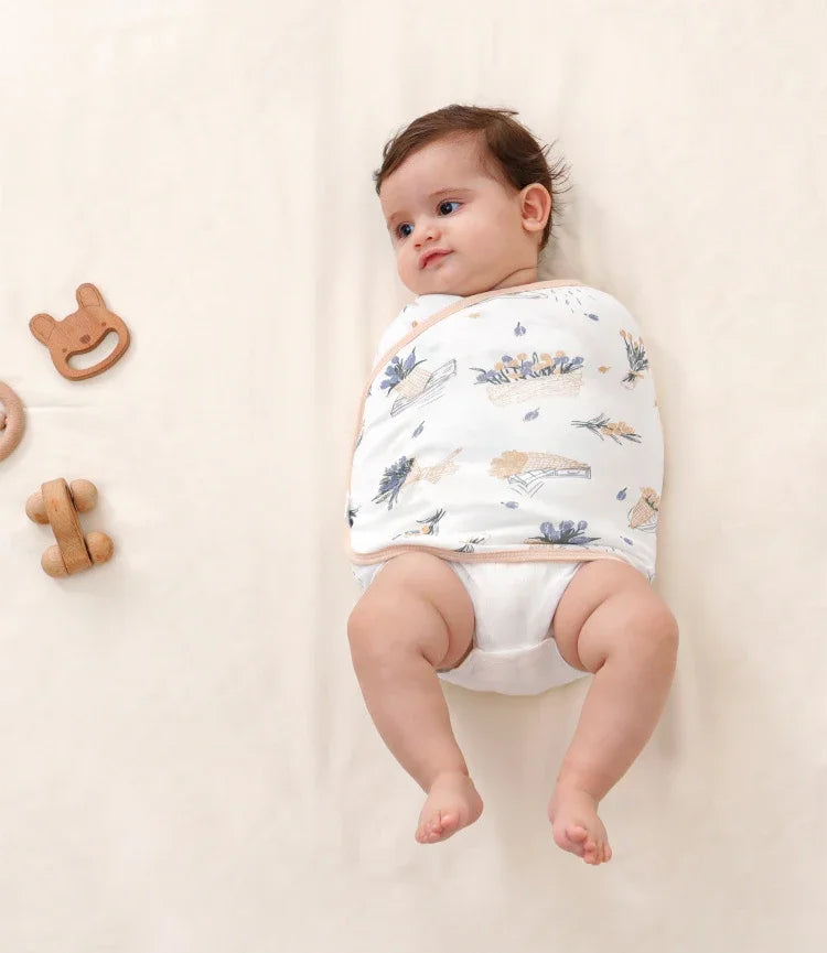 0-6 Month Cotton Baby Swaddle Wrap Anti Startle Swaddling Blanket Muslin Baby Sleeping Blanket Wrap for New Born Thin Summer