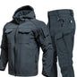 New Shark Shell Beetle Suit Winter Camo Fleece Lined Thickened Softshell Jacket Pants Set Plus Size Windproof Thermal Outdoor Ge