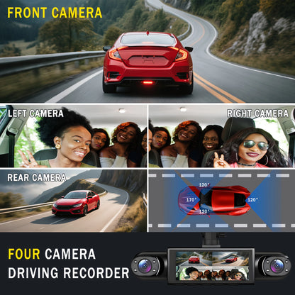4 Channel Dash Cam 360° Car Video Recorder Black Box with Night Vision 24/7 Parking Monitor G-Sensor Loop Recording Auto Parts