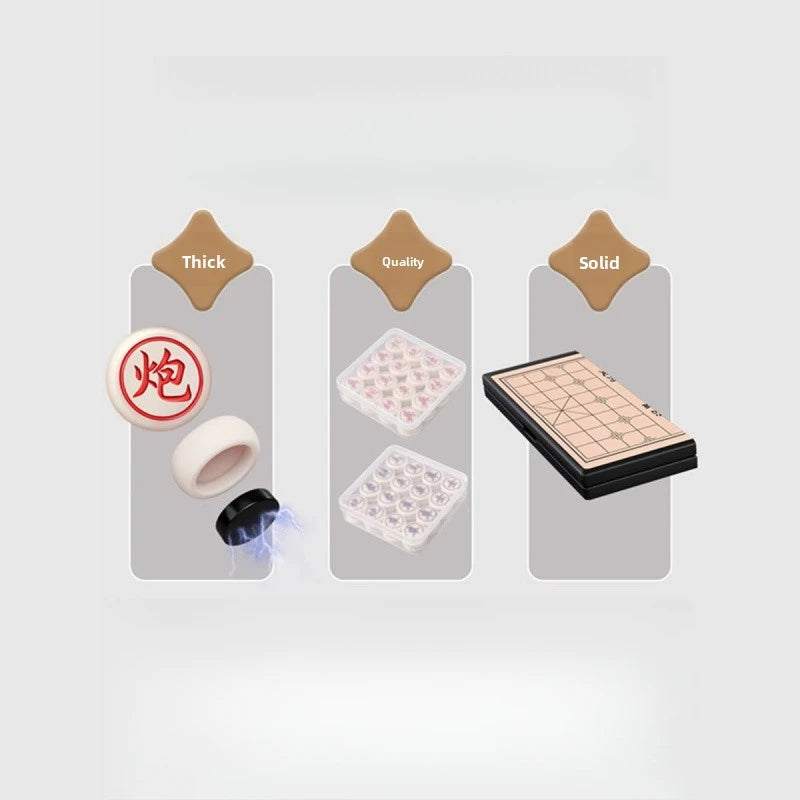 Chinese Chess Children Chess With Chessboard Magnetic Portable Magnetic Chess Pieces Solid Wood Foldable Puzzle Game With Box