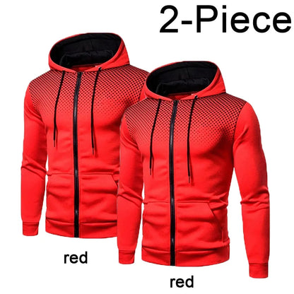 2023 Autumn and Winter New European and American Solid Color Fleece Sweater Pants Men's Casual Zipper Sports Hat Set