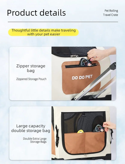 Large Pet Stroller with Telescopic Handle Silent Wheels Foldable Dog Cat Trolley Carrier Breathable Mesh Medium Pets Travel Cart