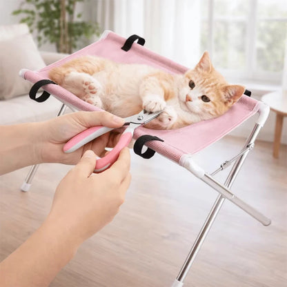 Portable Pet Grooming Bath Suspended Bed Frame With Brackets Breathable Washable Mesh Foldable Storage Pet Bath Drying Rack
