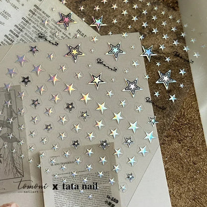 1PC 5D Korean Bronzing Nail Stickers Japanese Gold Silver Star Moon Luxury DIY Nail Art Decoration Decals Manicure Accessories