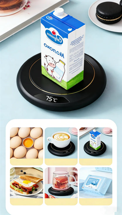 USB Thermostatic Heating Coaster for Home 3-Speed Adjustable Constant Temperature 55-65-75 Degrees Cappuccino Warmer