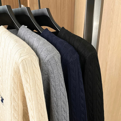 Designer Brand Pony Embroidery Fashion Sweater Men's Classic Paul Fashion Jacquard Autumn/Winter Round Neck Warm Knitted Pullove