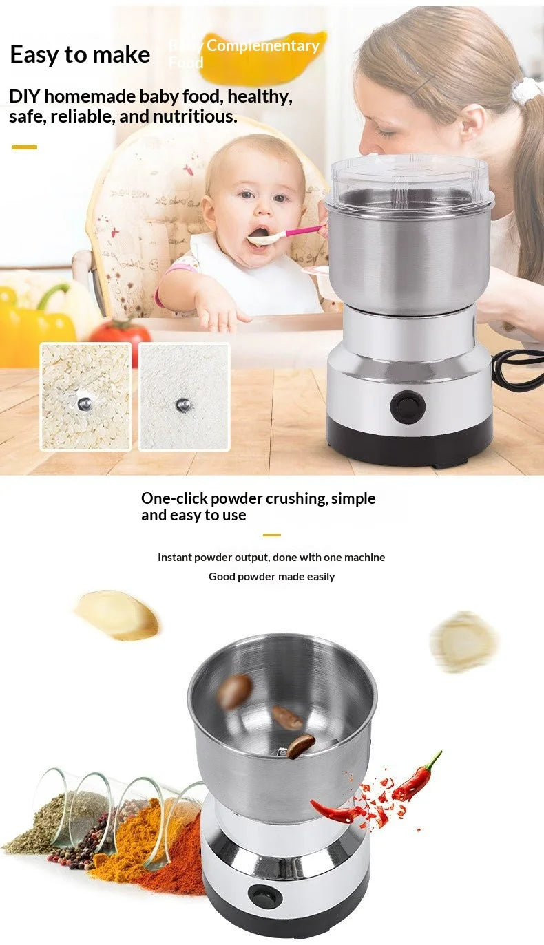Electric Coffee Grinder, Multifunctional Kitchen Grain Grinder with 4 Sharp Blades, Fast Grinding for Coffee Beans, Nuts, Spices