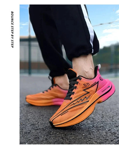 Brand Men's Carbon Plate Running Shoes Soft Cushion Shock Absorbing Sports Shoes Unisex Sneakers Light Anti-Slip Training Shoes