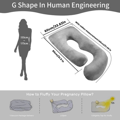 Detachable Maternity Pillow - G-Shaped Crystal Velvet Lumbar Support Cushion for Pregnant Side-Lying