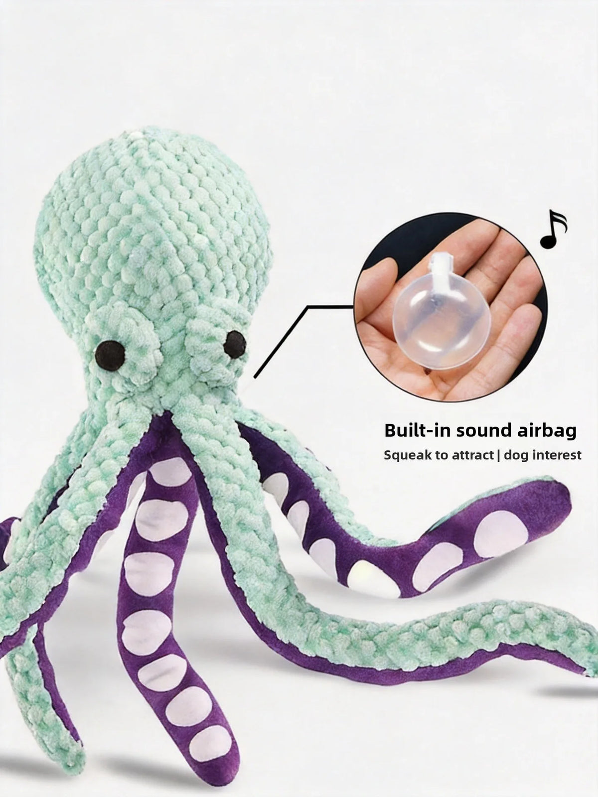 Squeaky Plush Octopus Chew Toy Durable Boredom Relief Teething Kicker for Pets