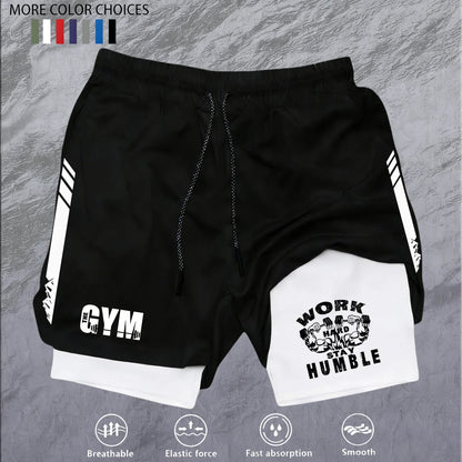Men 2 in 1 Double Deck Marathon Running Shorts Fitness Training Pants Men's Racing Shorts Gym Wear Jogging Workout Sports Shorts