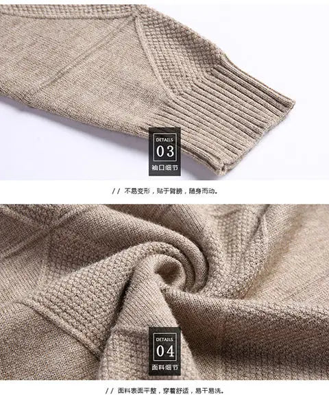 Autumn Winter New Men V-neck Pullover Sweaters Plaid Casual Korean Clothing Tees Fashion Slim Long Sleeve Bottoming Knitted Tops