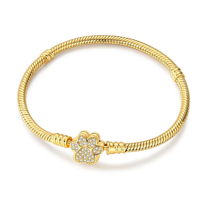 Original Bracelet 925 Sterling Silver Charm Bracelet 17-20CM Golden Heart Love Key Clover Bracelet Bangle Women Jewelry Gift