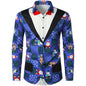 2026 Merry Christmas Lapel Blouse Funny Santa Claus Cosplay Graphic Long Sleeve Shirts For Men Clothes Bachelor Party Fake Suit