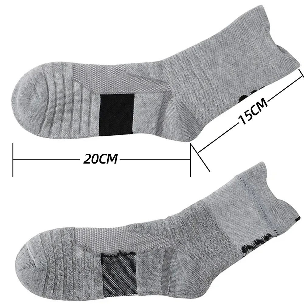 6/3/1 Pairs New Men Sports Running Fitness Flight Short Tube Socks Women's Towel Bottom Basketball Socks Solid Color Black Socks