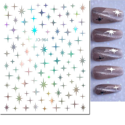 3d Nail Art Stickers Red Black White Love Hearts Stars Clouds French Full Tips Adhesive Nail Decals Slider For Manicure