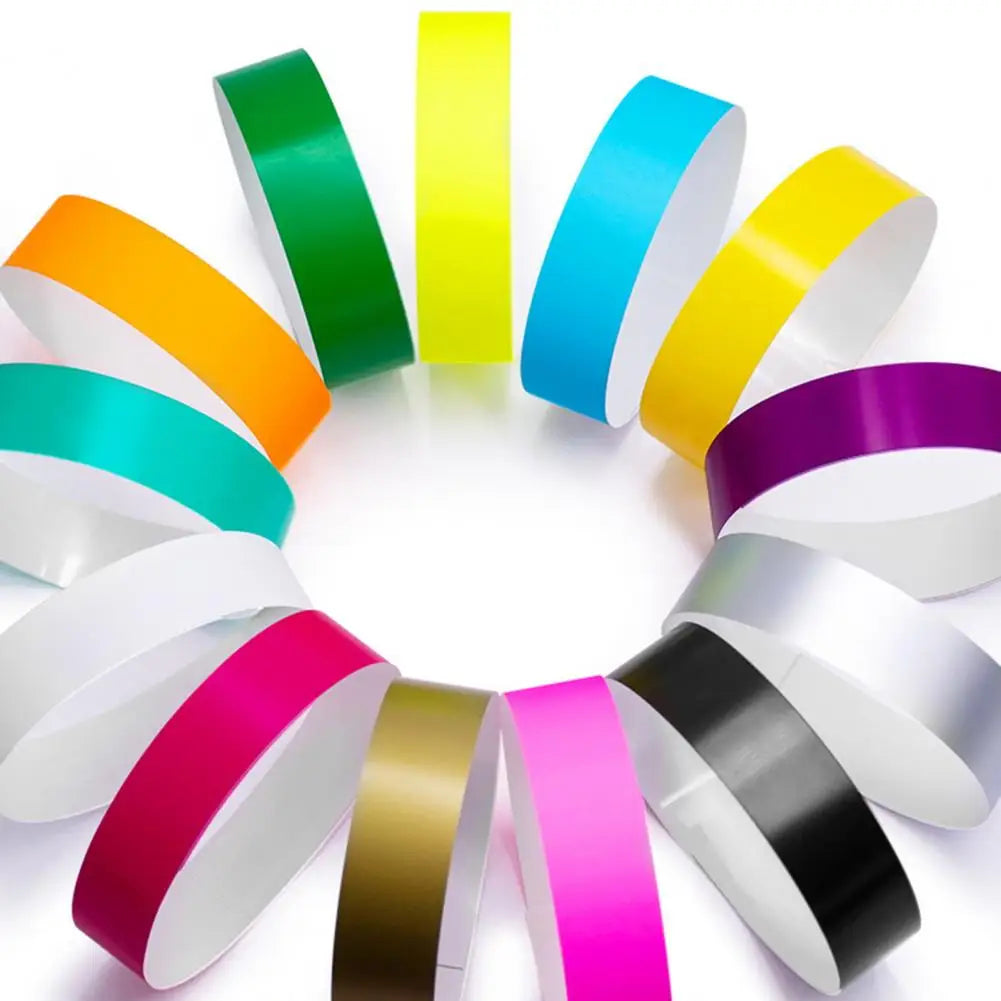 100Pcs Synthetic Paper Wristbands Disposable Waterproof Wrist Strap Event Identification Bracelets Removable Wristband Tape