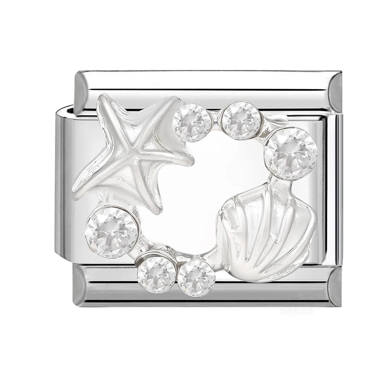 Y2K Butterfly Bow Knot Heart Star Moon Zircon Daisy Cross Italian Charm Links Fit 9mm Stainless Steel Bracelet DIY Making Gifts