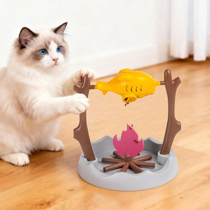 Creative Cats Slow Feeding Snack Toy Pet Interactive Food Feeding Device Educate Toys Fun Roast Chicken Leg 360° Rotating Feeder