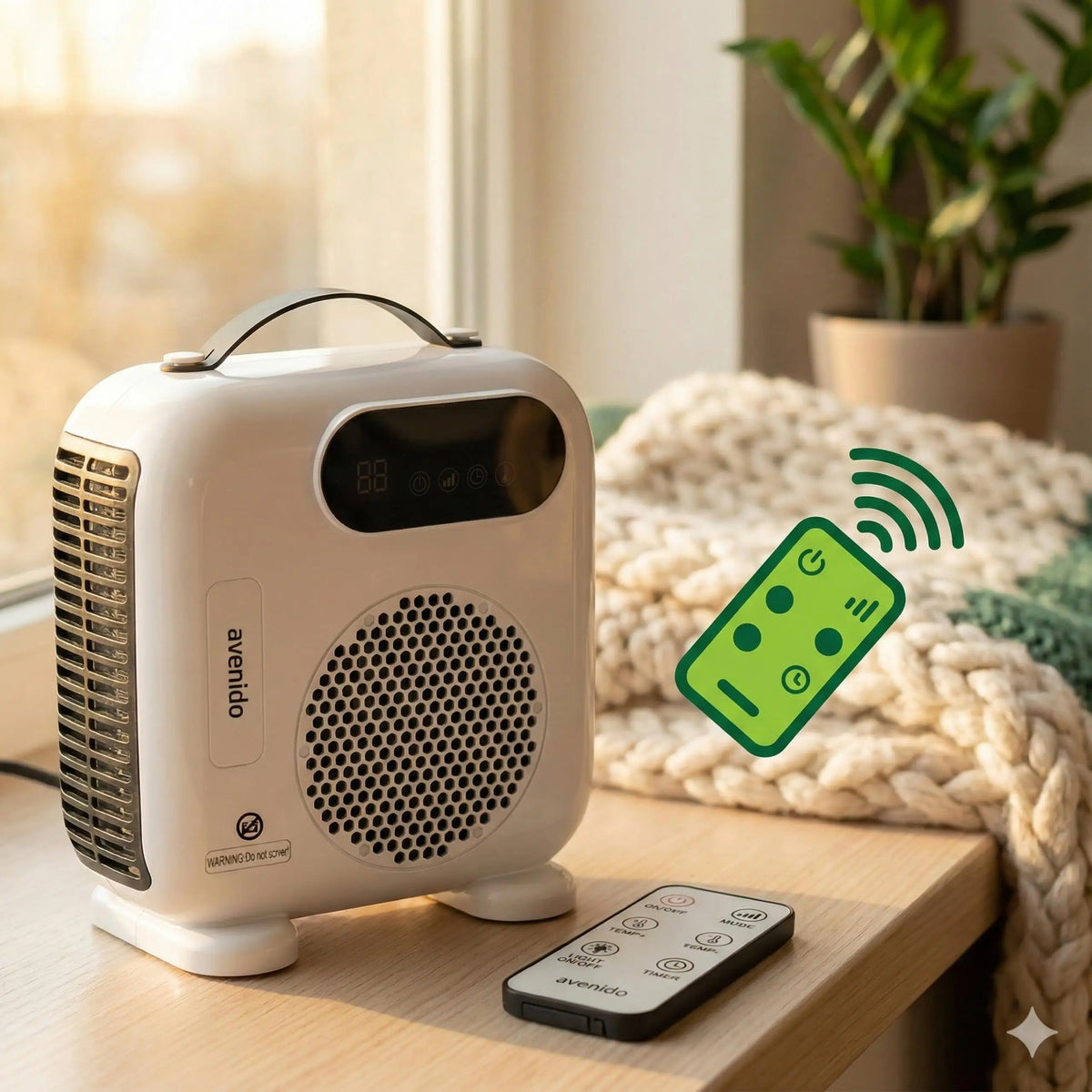 2000W fan with remote control heater electric timer LED panel fan function cold blast temperature range 15-40 °C