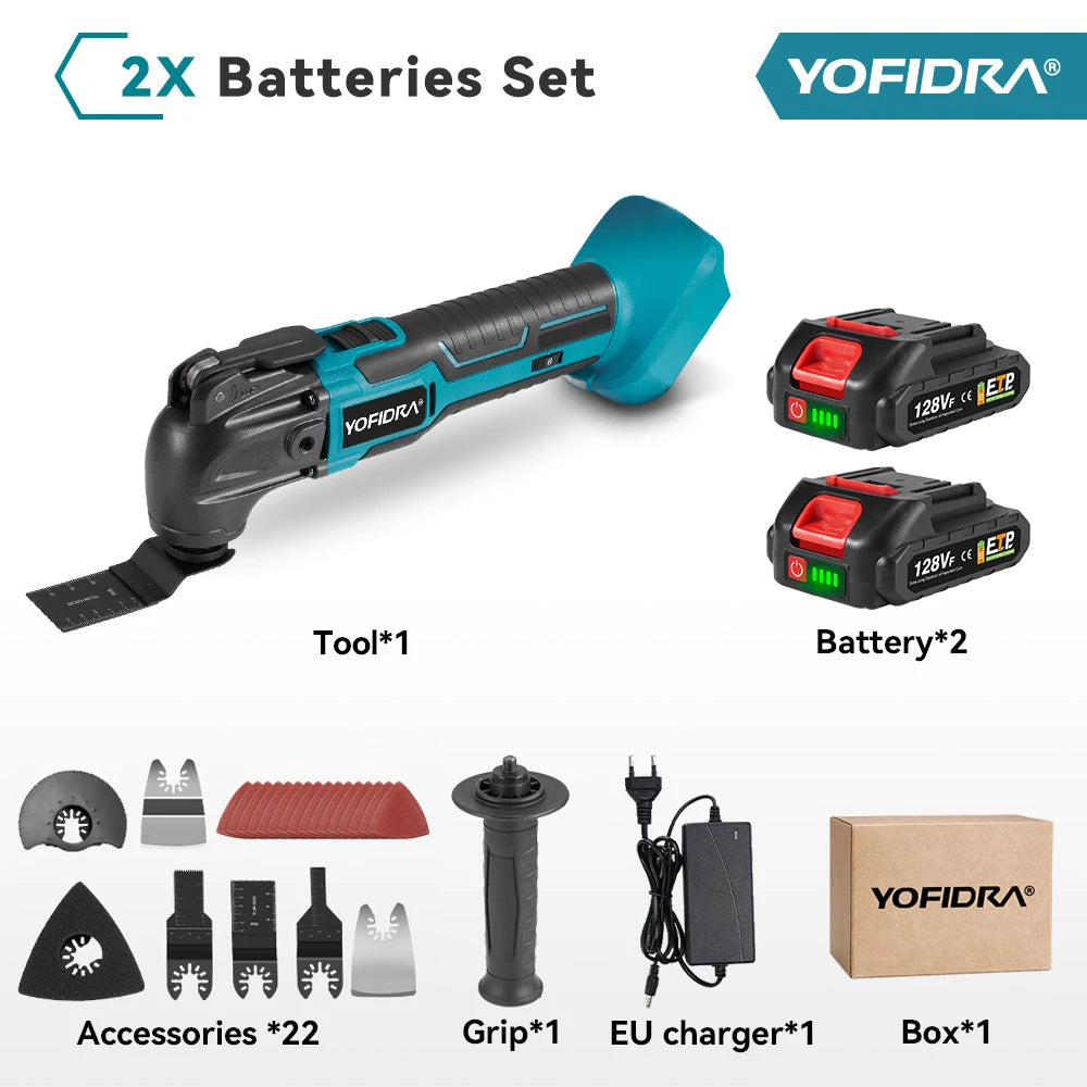 YOFIDRA 6 Gears Electric Saw Oscillating Multi Function Tool Cordless Trimmer Shovel Woodworking Cutting Machine For Makita 18-21V Battery Pin