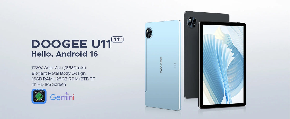 DOOGEE U11 Android 15 Tablet 11'' Ultra-clear 90Hz Display 4GB RAM 128GB ROM 8580mAh Battery Dual Speaker Supports Widevine L1