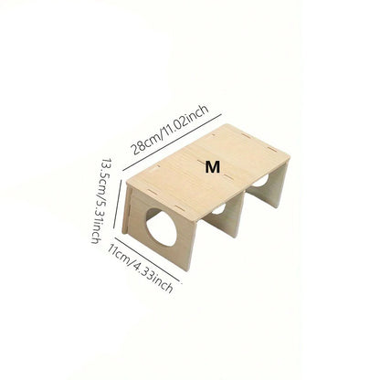 1pc Solid Wood Hideaway House, For Hamster Squirrel, Small Pet Aquascape Toys,  Small Animal Cage Accessories