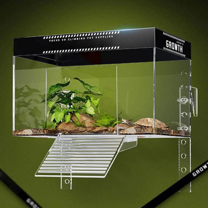 Over Tank Turtle Basking Land Anti-Slip Reptile Resting Land Animal Observation With Ramp Aquatic Terrapin Enclosure Cage