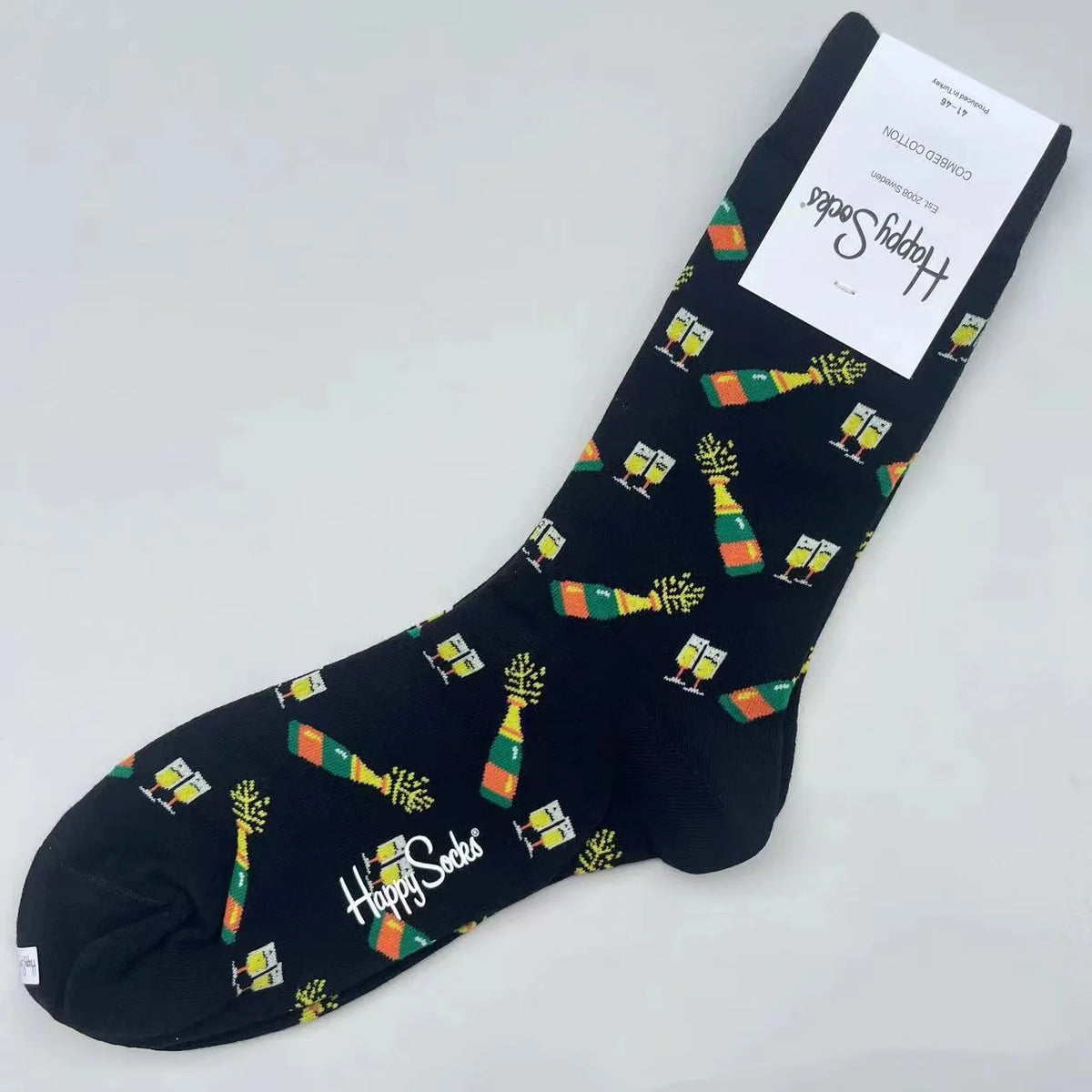 Happy Socks Men's Mid-tube Socks Four Seasons Pure Cotton Classic Socks SIZE 41-46