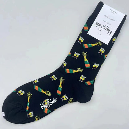 Happy Socks Men's Mid-tube Socks Four Seasons Pure Cotton Classic Socks SIZE 41-46