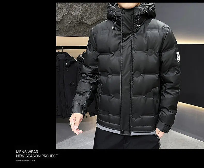 Hip Hop Men's Lightweight Hooded Down Jackets Winter Fashion Windbreaker Thick Warm Coats Outdoor Sport White Duck Down Jacket