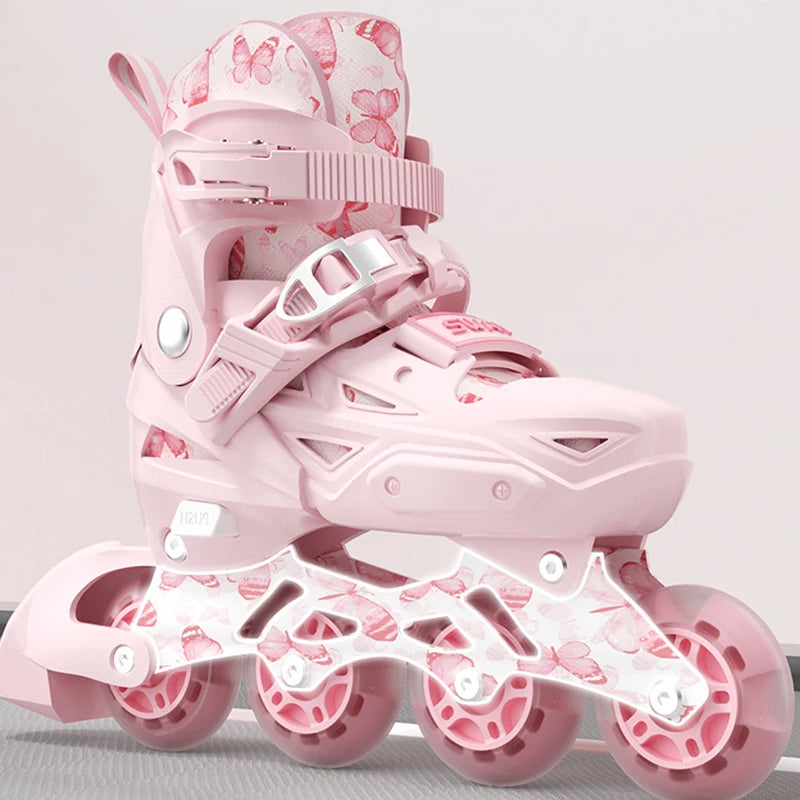 Szie 26-41 Adjustable Inline Roller Skate Shoes Flashing 4 Wheels Skates For Women Men Outdoor Skating Sneakers Boys Girls Gift