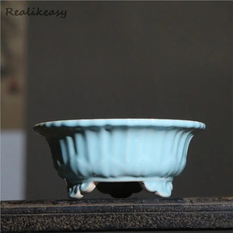 Chinese Style Purple Sand Flowerpot Home Desktop Ceramic Bonsai Pot Small Portable Handmade Succulent Glaze Flower Pots LC373