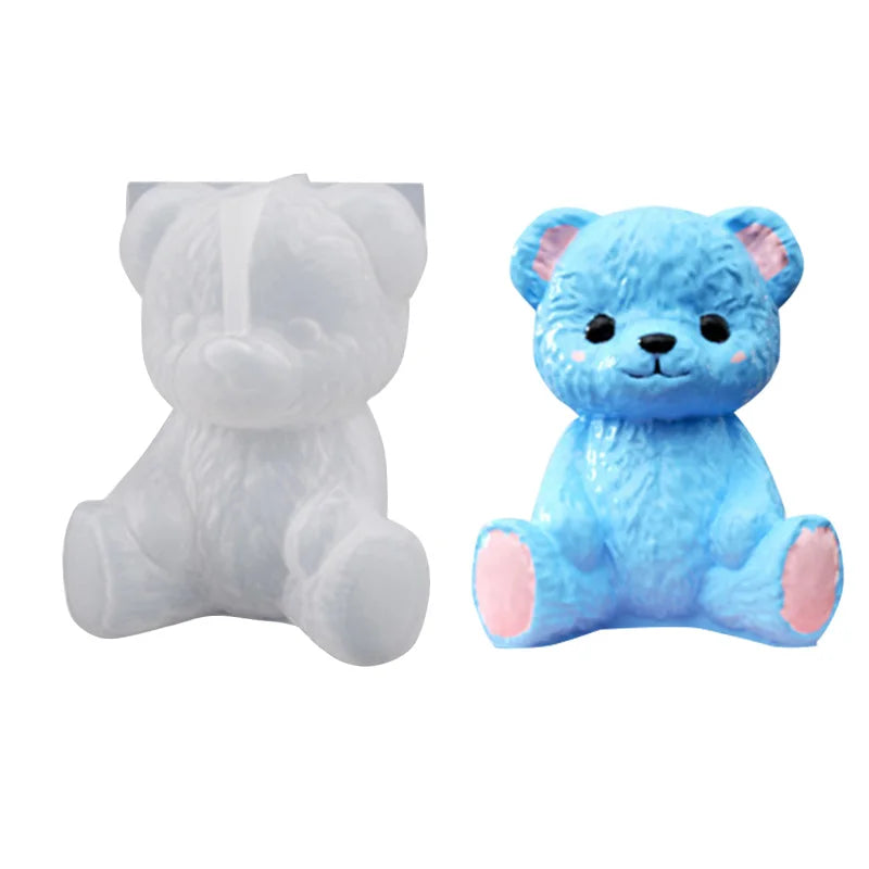 DIY crystal resin drop mold for three-dimensional teddy bear smile sitting bear display stand fragrance wax resin drop mold orna