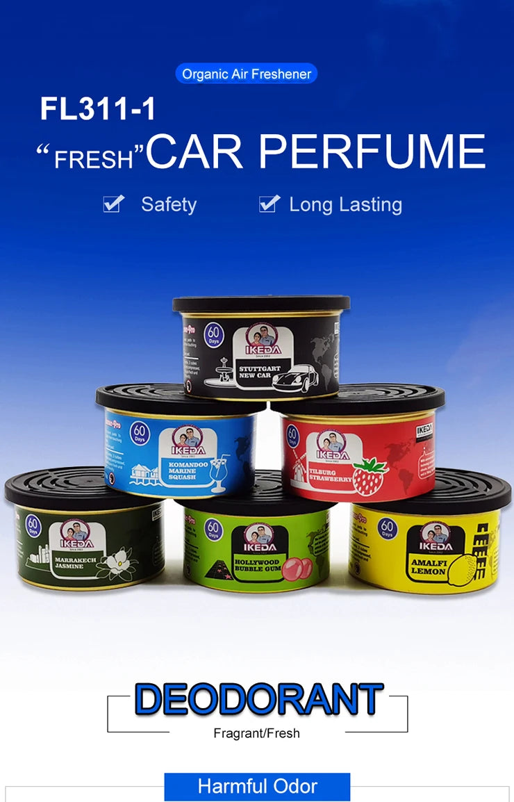 Car Air Freshener: 12 Kinds Scent | Organic Cans | Odor Eliminator Essential | Long-Lasting | Strong Fragrance | For Home