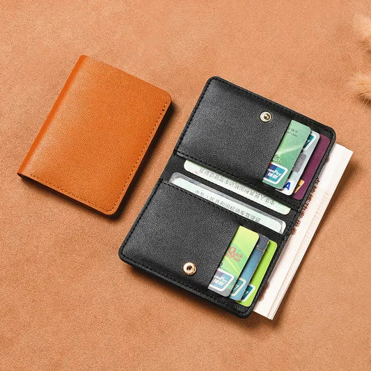 2025 Women's New Simplified Folding Button Small Wallet Soft Leather for Driver's License Male Student Card Bag