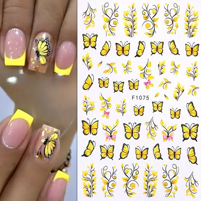 1PCS Marbled Nail Sticker 3D Abstract Lines Sticker Nail Art Supplies Nail Decals Y2K Laser Butterfly Ladies Nail Art Decoration