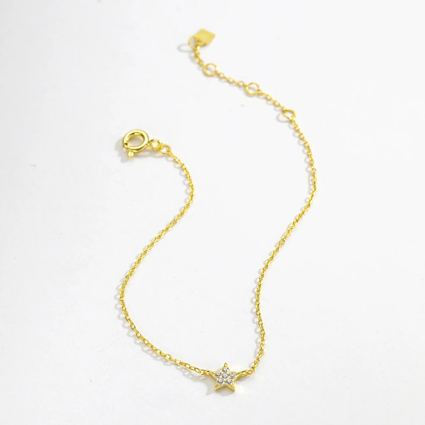 ANDYWEN 2020 New 925 Sterling Silver Gold Starry Sky Spakle Star Linked CZ Zircon Chain Bracelet Women Fine Jewelry Luxury