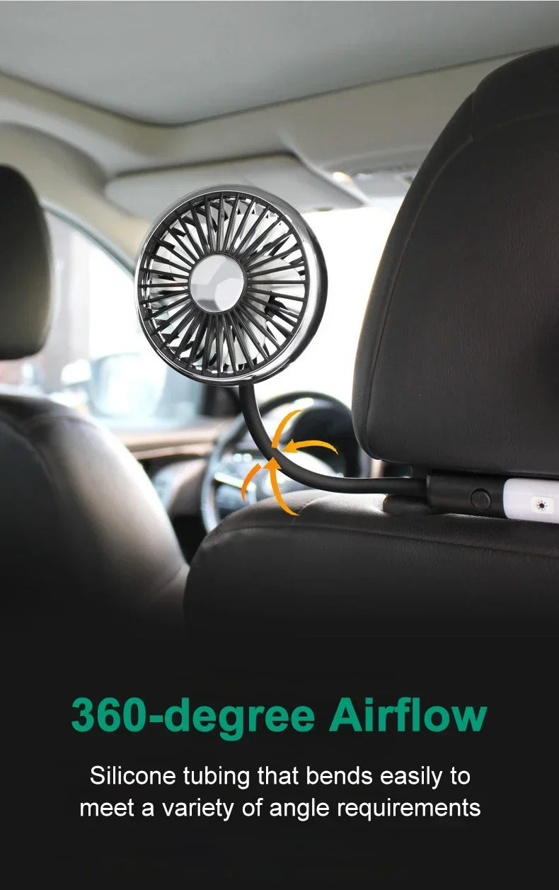 EAFC Car USB Fan Dual Head Cooling Air Fan Independent Switch 3-Speed 360 Degree Adjustable Auto Fan Car Electrical Appliances