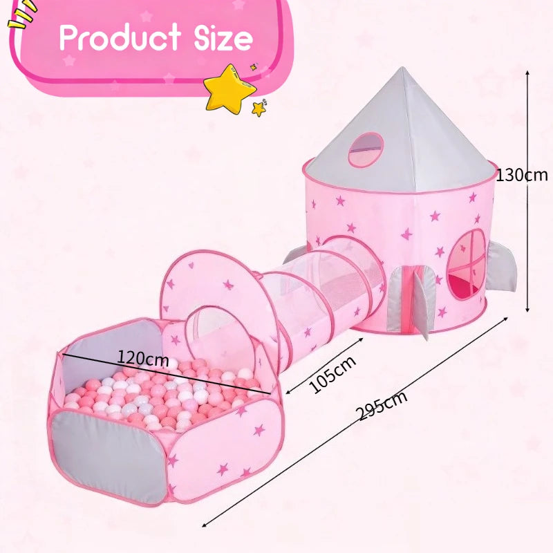 IMBABY Star Printed Play Tent for Toddler with Baby Ball Pit and Play Tunnel Children Indoor Outdoor Playhouse for Birthday Gift
