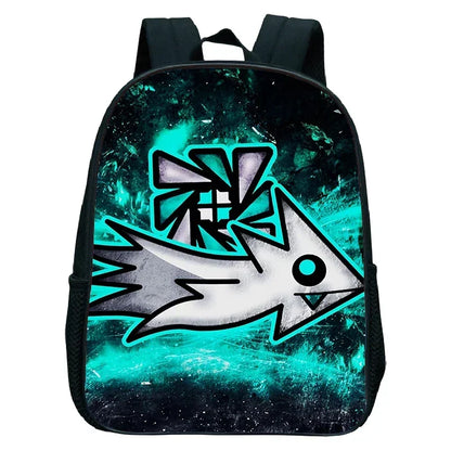 16 Inch Angry Geometry Dash Backpack Boys Girls Bookbag Cartoon Game Kids Kindergarten School Bags Toddler Childcare Backpack