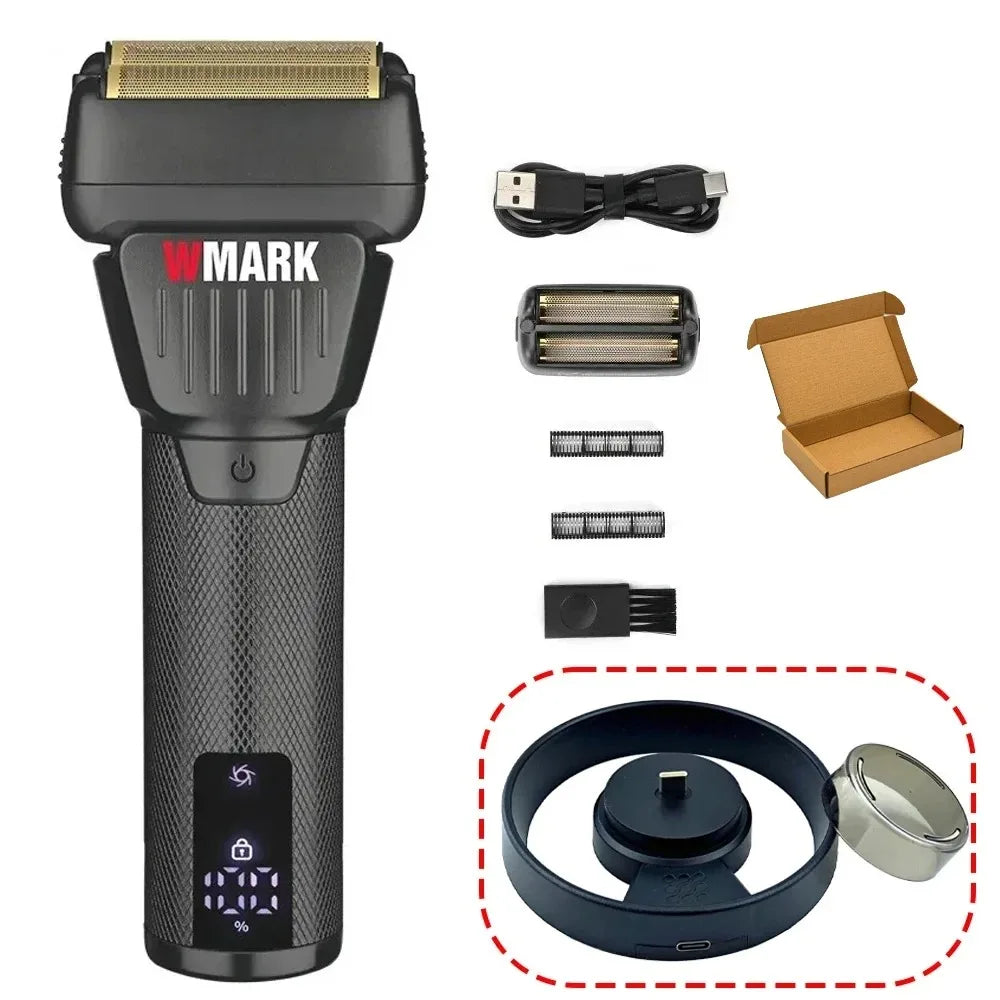 WMARK NG-7982 Professional Hair Trimmer for Man 9000RPM Titanium Coated Floating Double Blade Mesh Men's Shaver Equipped Blades