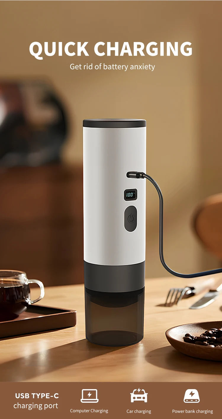 7800mAh Long-Lasting 3-in-1 Portable Coffee Maker, Electric Capsule Coffee Machine for Car, Travel & Camping