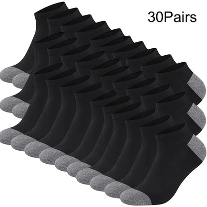 10/20/30pairs Men's Color Block Boat Socks, Fashion Breathable Comfy Low Cut Ankle Socks, Men's Socks