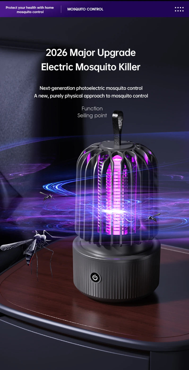 Lenovo Mosquito Killer Lamp Blue UV Light Attract Electric Shock 2-in-1 Bug Zapper 1200mAh Rechargeable For Patio Travel New